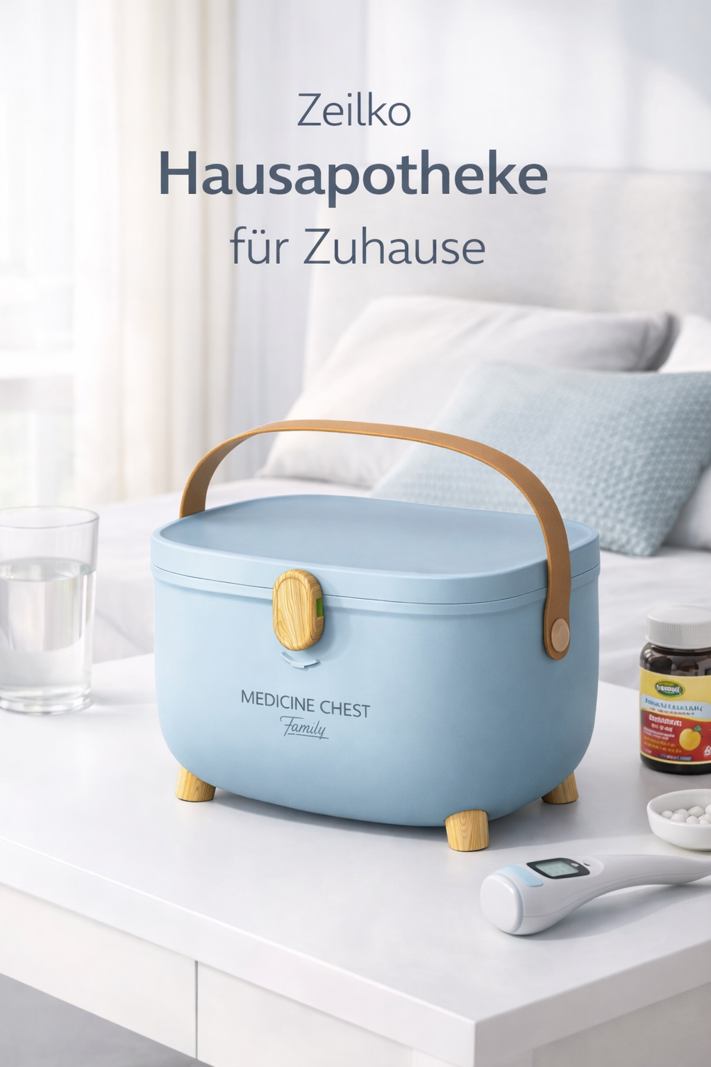 ZEILKO Hausapotheke Box in Weiß – großes Medikamentenbox-Set mit Einsatz und Tragegriff, ordentlich und stilvoll