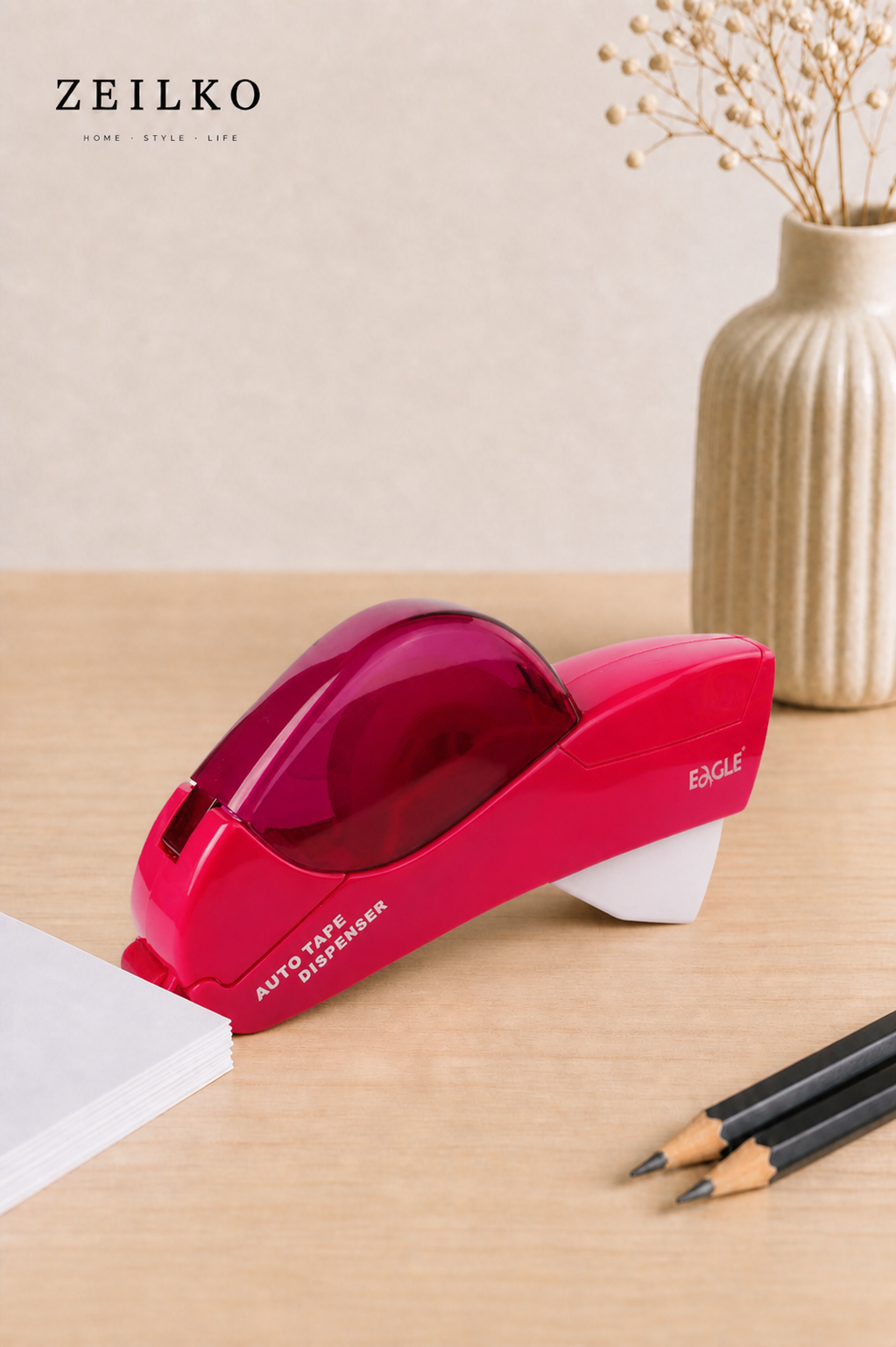 ZEILKO | ClickTape Pro | Automatischer Klebebandabroller | One-Press Dispenser | Magenta
