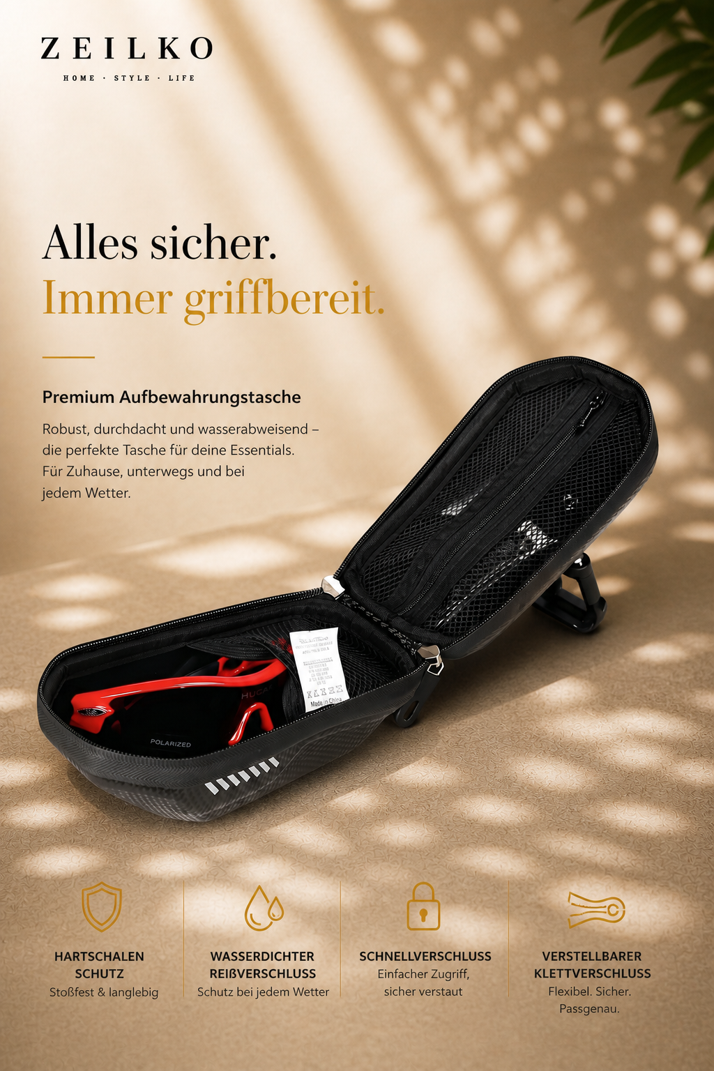 ZEILKO | Hartschalen-Fahrradsatteltasche | Carbon-Optik, Wasserdicht & Schnellverschluss