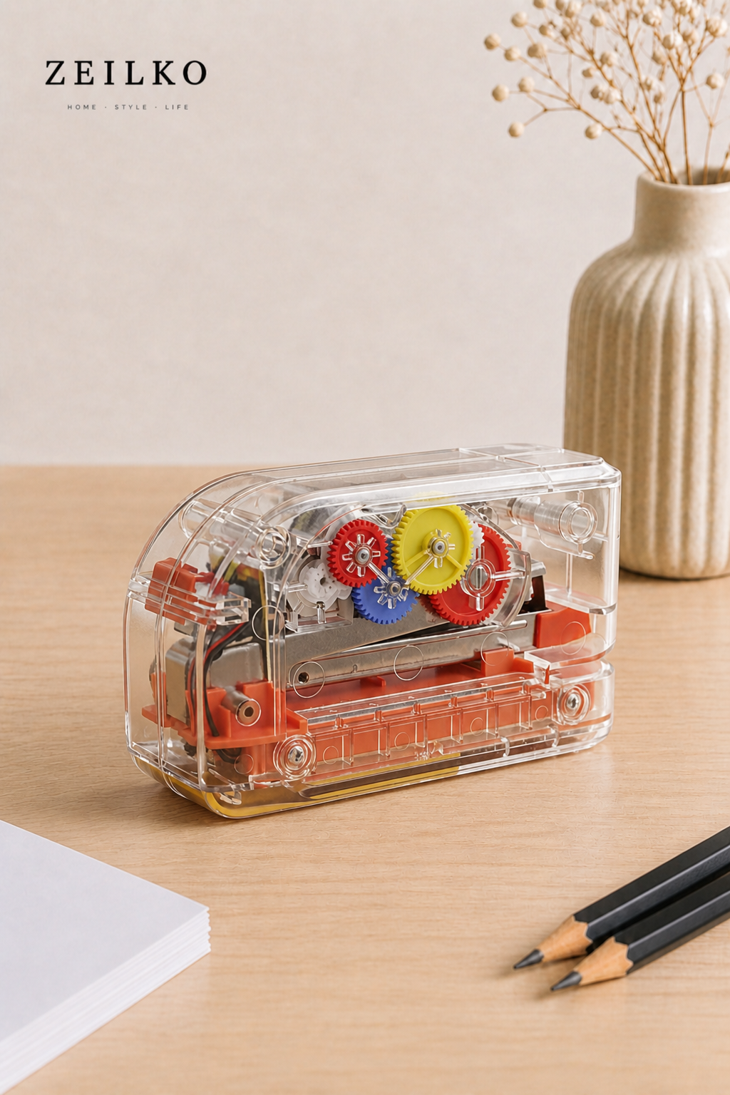 ZEILKO ClearTac Pro automatischer Elektro-Tacker transparent für Büro und Schule mit 20 Blatt Kapazität und mühelosem Tackern