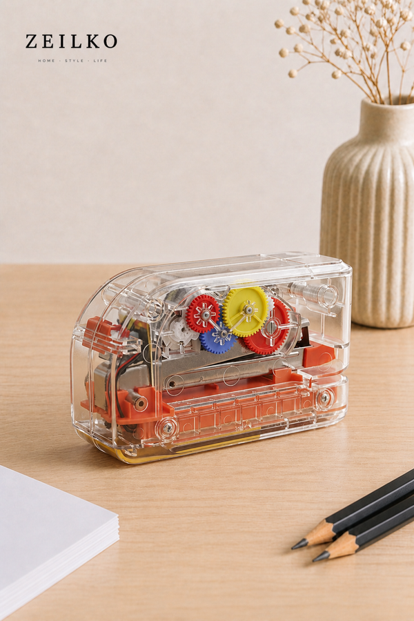 ZEILKO ClearTac Pro automatischer Elektro-Tacker transparent für Büro und Schule mit 20 Blatt Kapazität und mühelosem Tackern