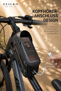 ZEILKO Fahrrad-Oberrohrtasche mit integriertem Handyhalter, Touchscreen-Schutz und Sonnenblende