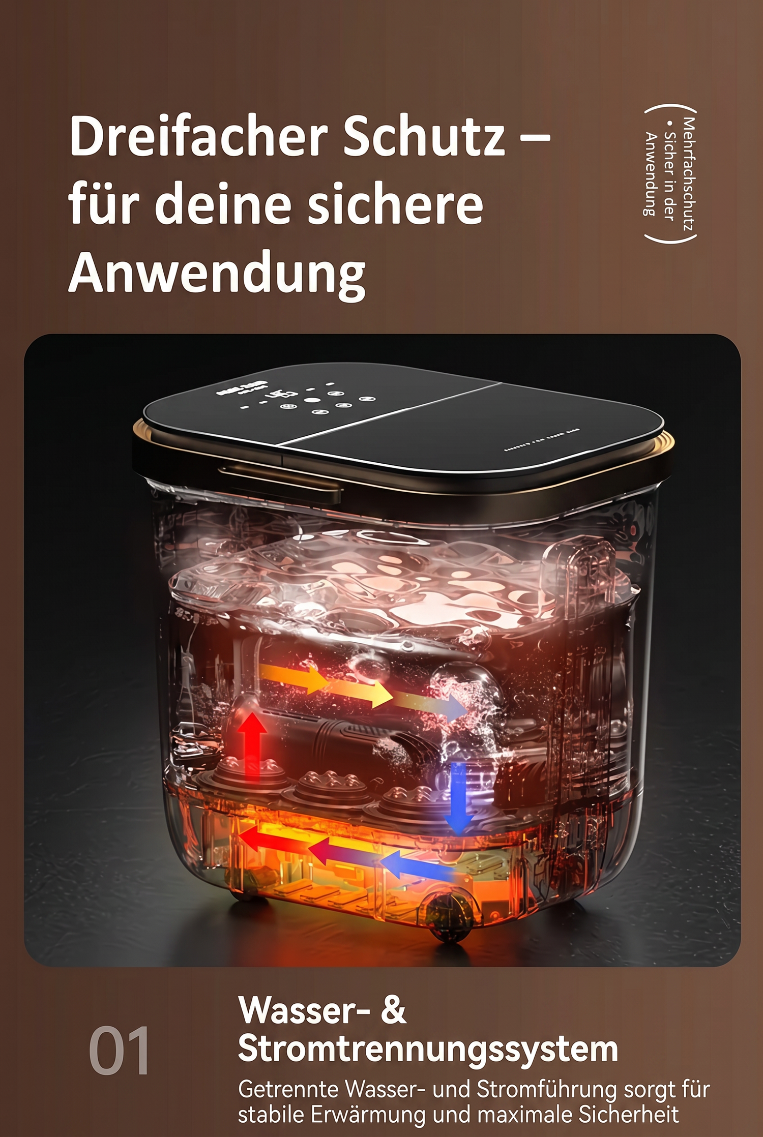 ZEILKO elektrisches Fußbad-Massagegerät – 3D-Rollenmassage, Ozon-Desinfektion und 36 Präzisionsrollen