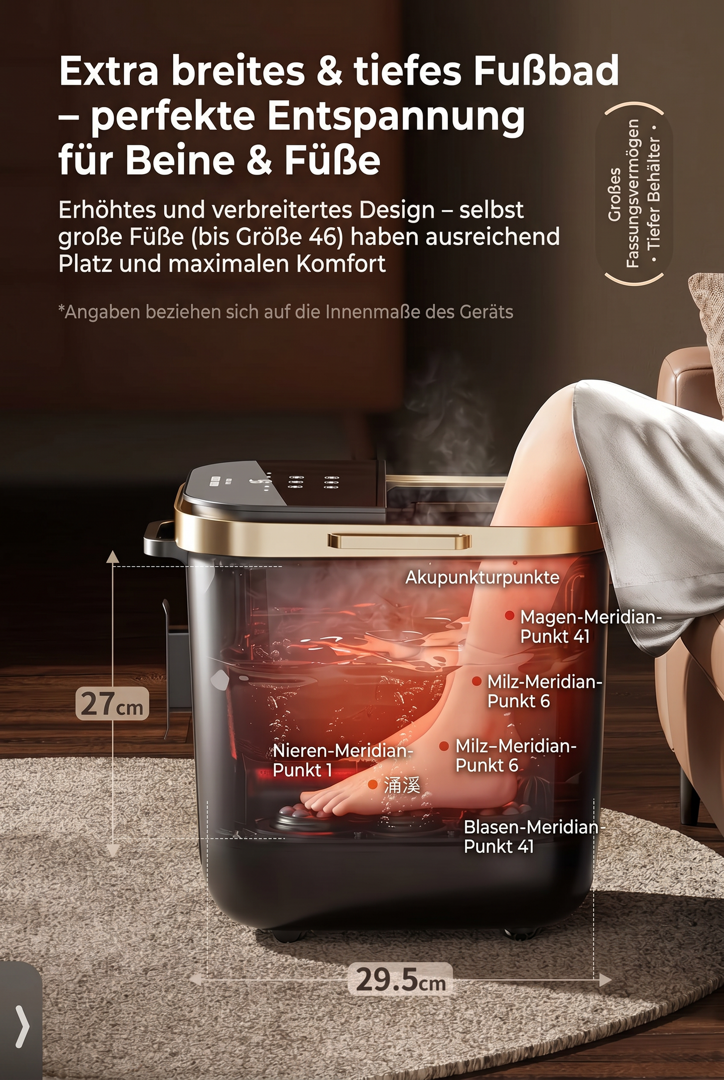 ZEILKO elektrisches Fußbad-Massagegerät – 3D-Rollenmassage, Ozon-Desinfektion und 36 Präzisionsrollen