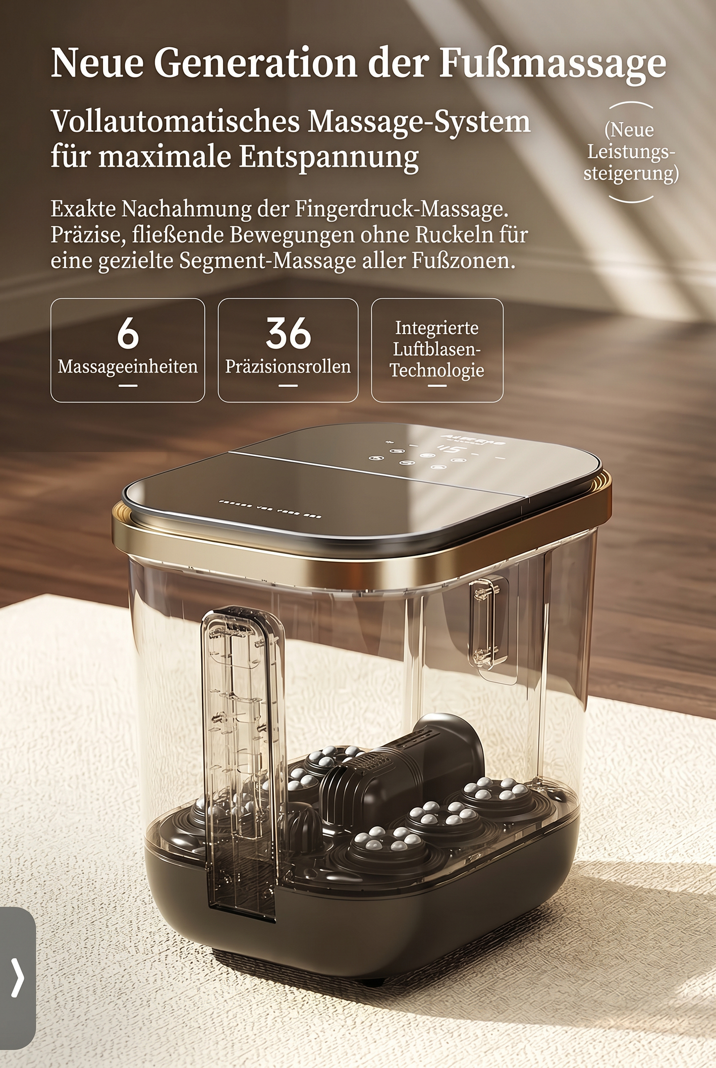ZEILKO elektrisches Fußbad-Massagegerät – 3D-Rollenmassage, Ozon-Desinfektion und 36 Präzisionsrollen