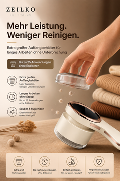 ZEILKO elektrischer Fusselentferner mit 6 Klingen, Titan-Schutzgitter und LCD-Display für präzise Textilpflege