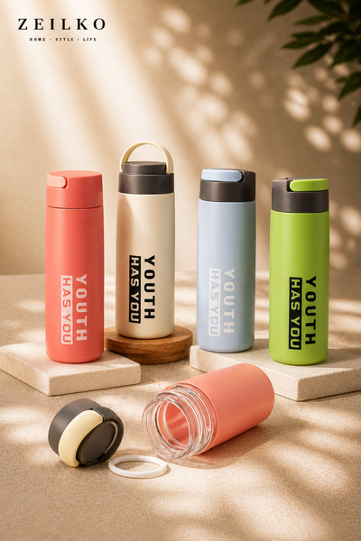 ZEILKO Glas-Trinkflasche 450ml in Mittelgrün – auslaufsicher, leicht und ideal für Sport und Alltag
