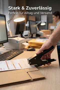 ZEILKO kraftsparender Hand-Hefttacker GripTac Pro schwarz mit hoher Kapazität für Papier, Karton, Stoff, Büro und Zuhause