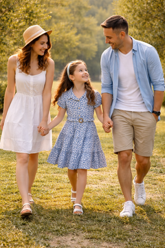 ZEILKO-Kids Mädchen Sommerkleid blau mit Blumenmuster, kurzem Arm und luftigem Schnitt für Frühling und Sommer