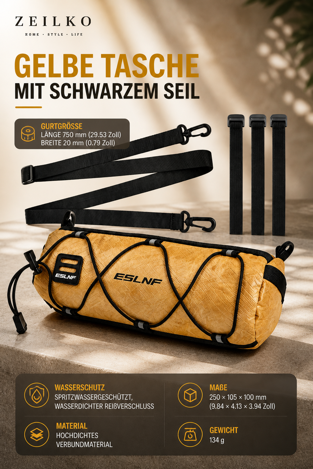 ZEILKO Fahrrad-Lenkertasche multifunktional – montierbar an Lenker, Rahmen, Sattel und als Schultertasche, wasserdicht