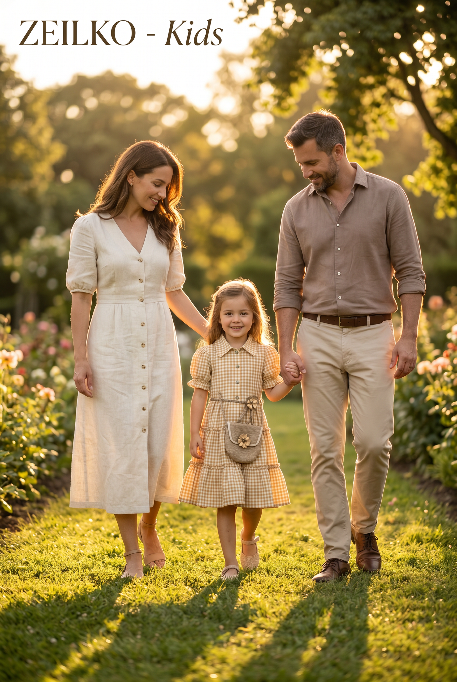 ZEILKO-Kids Sonnenkind Mädchenkleid gelb-weiß kariert mit Schultertasche, Knopfleiste, Rüschen und luftigem Schnitt für Frühling und Sommer