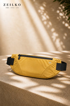 ZEILKO Sport-Bauchtasche für Laufen, Reisen und Alltag in Schwarz, Grau, Blau und Gelb mit praktischem Reißverschluss