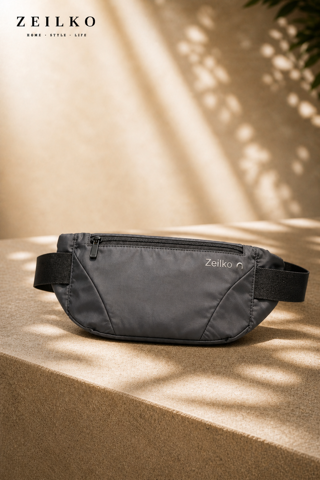 ZEILKO Sport-Bauchtasche für Laufen, Reisen und Alltag in Schwarz, Grau, Blau und Gelb mit praktischem Reißverschluss