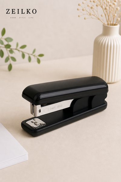 ZEILKO StapleMini Compact Heftgerät in Schwarz – kompaktes Design, bis 20 Blatt, Klammergröße 24/6 und 26/6