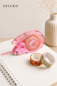 ZEILKO TapeCut Mini automatischer Klebebandabroller in Blau/Rosa – Einhandbedienung, für 12mm und 19mm Klebeband