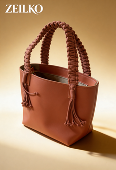 ZEILKO 4-teiliges Taschen-Set in Terracotta – Boho-Stil mit geflochtenen Makramee-Henkeln, Set-Ansicht