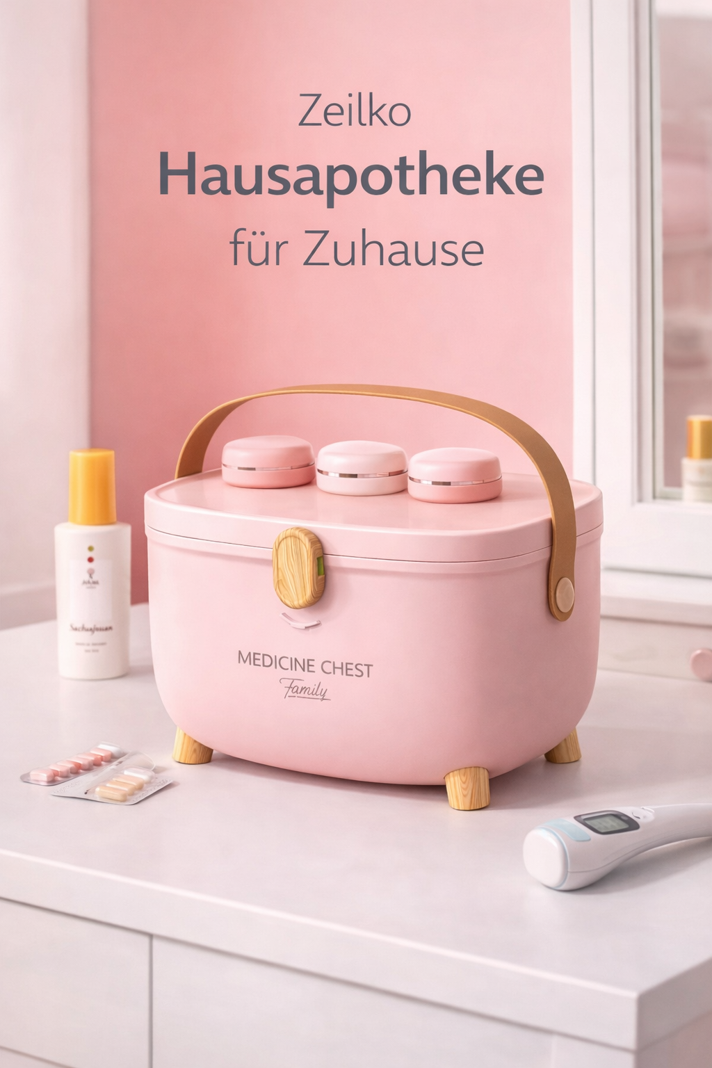 ZEILKO Hausapotheke Box in Weiß – großes Medikamentenbox-Set mit Einsatz und Tragegriff, ordentlich und stilvoll